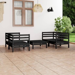 vidaXL Juego de muebles de jardín 5 pzas madera de pino maciza negro