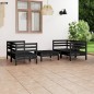 vidaXL Juego de muebles de jardín 5 pzas madera de pino maciza negro
