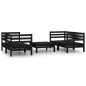 vidaXL Juego de muebles de jardín 5 pzas madera de pino maciza negro