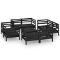 vidaXL Juego de muebles de jardín 9 pzas madera de pino maciza negro vidaXL Juego de muebles de jardín 9 pzas madera de pino maciza negro