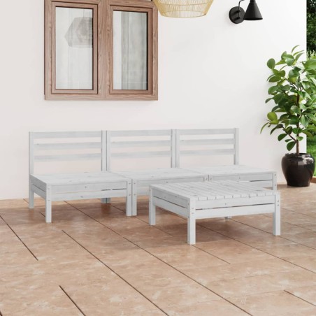 vidaXL Juego de muebles de jardín 4 piezas madera maciza pino blanco