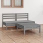 vidaXL Juego de muebles de jardín 3 piezas madera maciza de pino gris vidaXL Juego de muebles de jardín 3 piezas madera maciza de pino gris