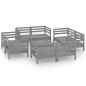 vidaXL Juego de muebles de jardín 9 piezas madera maciza de pino gris