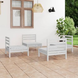 vidaXL Juego de muebles de jardín 4 pzas madera maciza de pino blanco