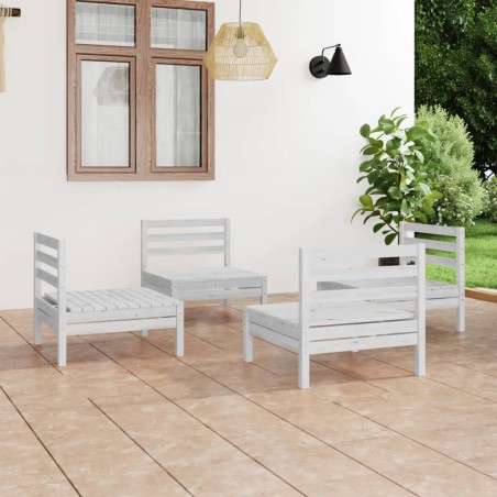 vidaXL Juego de muebles de jardín 4 pzas madera maciza de pino blanco