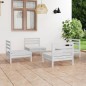 vidaXL Juego de muebles de jardín 4 pzas madera maciza de pino blanco vidaXL Juego de muebles de jardín 4 pzas madera maciza de pino blanco