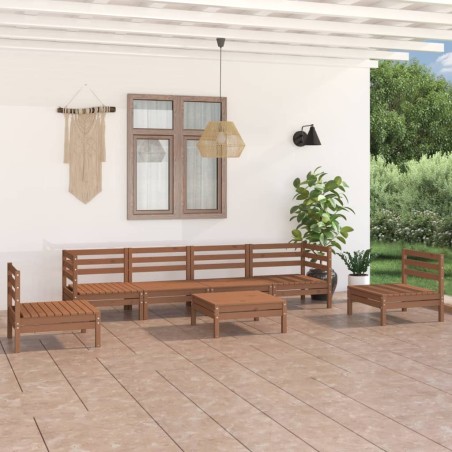 vidaXL Juego muebles de jardín 7 pzas madera maciza pino marrón miel