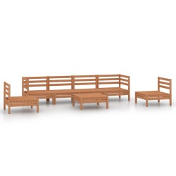 vidaXL Juego muebles de jardín 7 pzas madera maciza pino marrón miel