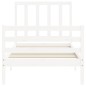 vidaXL Estructura de cama con cabecero madera maciza blanco 100x200 cm vidaXL Estructura de cama con cabecero madera maciza blanco 100x200 cm