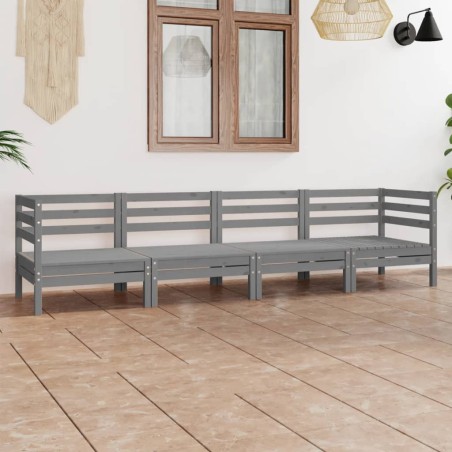 vidaXL Juego de muebles de jardín 4 piezas madera maciza de pino gris