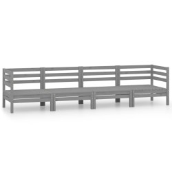 vidaXL Juego de muebles de jardín 4 piezas madera maciza de pino gris