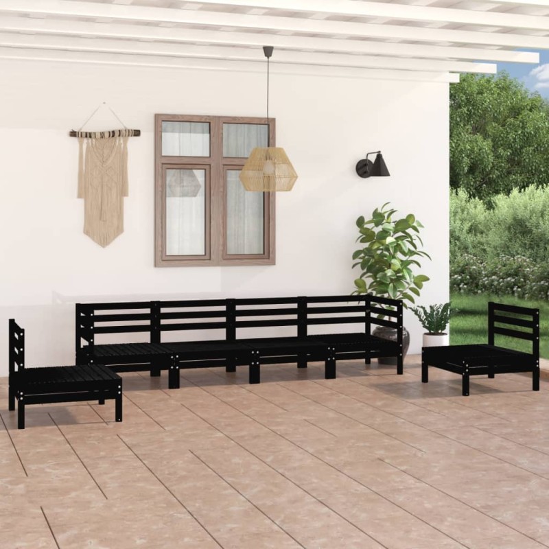 vidaXL Juego de muebles de jardín 6 pzas madera de pino maciza negro vidaXL Juego de muebles de jardín 6 pzas madera de pino maciza negro