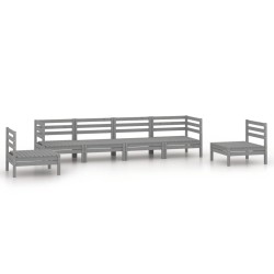 vidaXL Juego de muebles de jardín 6 piezas madera maciza de pino gris