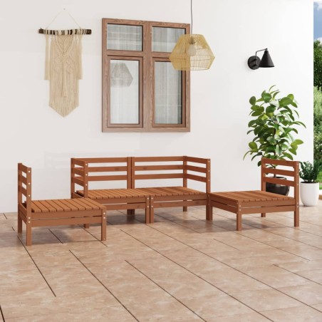 vidaXL Juego muebles de jardín 4 pzas madera maciza pino marrón miel