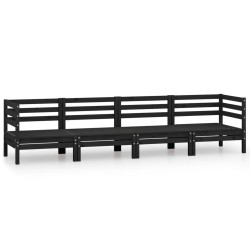 vidaXL Juego de muebles de jardín 4 pzas madera de pino maciza negro