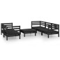 vidaXL Juego de muebles de jardín 6 piezas negro madera maciza de pino