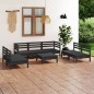 vidaXL Juego de muebles de jardín 8 pzas madera de pino maciza negro