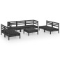 vidaXL Juego de muebles de jardín 8 pzas madera de pino maciza negro