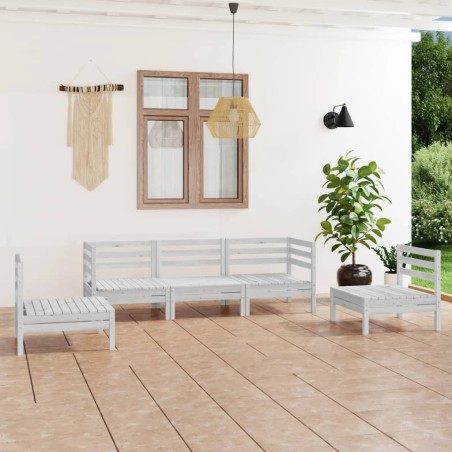vidaXL Juego de muebles de jardín 5 piezas madera maciza pino blanco