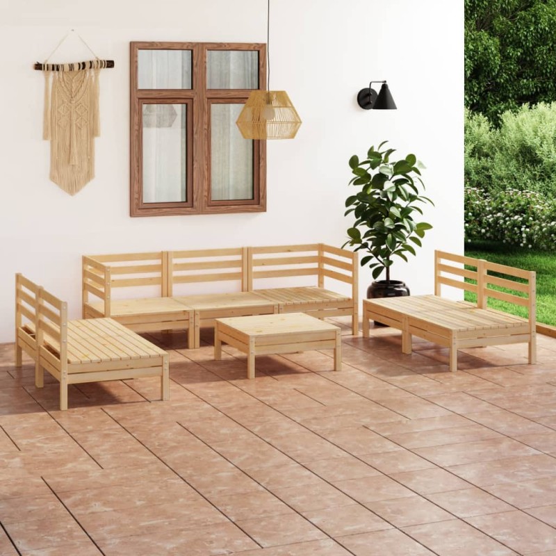vidaXL Juego de muebles de jardín 8 piezas madera maciza de pino