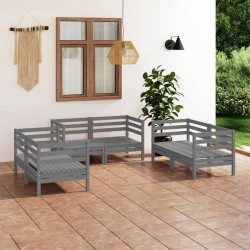 vidaXL Juego de muebles de jardín 6 piezas madera maciza de pino gris