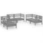 vidaXL Juego de muebles de jardín 6 piezas madera maciza de pino gris vidaXL Juego de muebles de jardín 6 piezas madera maciza de pino gris