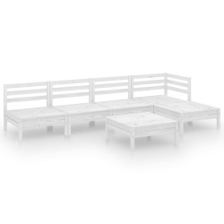 vidaXL Juego de muebles de jardín 6 piezas madera maciza pino blanco