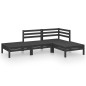vidaXL Juego de muebles de jardín 4 pzas madera de pino maciza negro vidaXL Juego de muebles de jardín 4 pzas madera de pino maciza negro