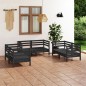 vidaXL Juego de muebles de jardín 6 pzas madera de pino maciza negro vidaXL Juego de muebles de jardín 6 pzas madera de pino maciza negro
