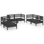 vidaXL Juego de muebles de jardín 6 pzas madera de pino maciza negro vidaXL Juego de muebles de jardín 6 pzas madera de pino maciza negro