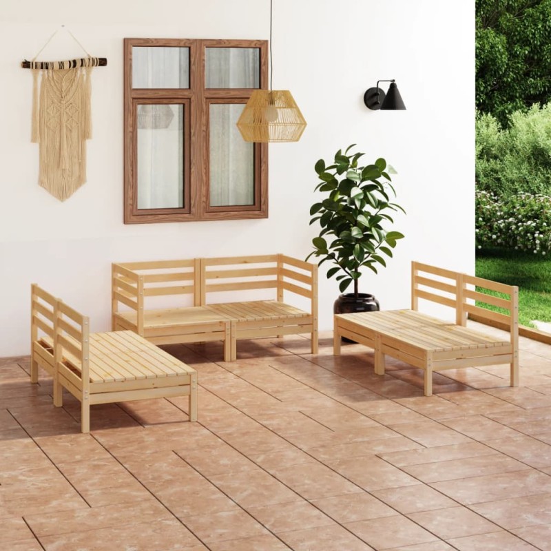 vidaXL Juego de muebles de jardín 6 piezas madera maciza de pino vidaXL Juego de muebles de jardín 6 piezas madera maciza de pino