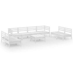 vidaXL Juego de muebles de jardín 9 piezas madera maciza pino blanco