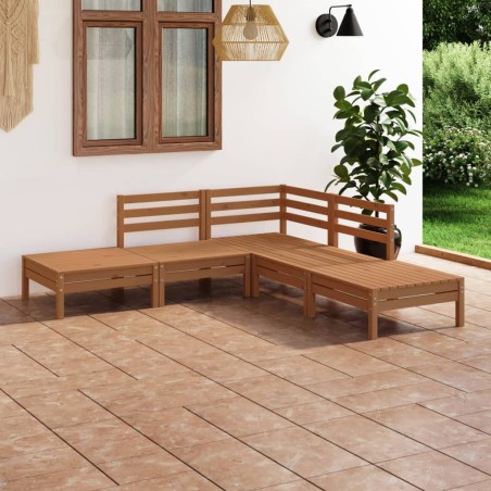 vidaXL Juego muebles de jardín 5 pzas madera maciza pino marrón miel