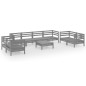 vidaXL Juego de muebles de jardín 9 piezas madera maciza de pino gris vidaXL Juego de muebles de jardín 9 piezas madera maciza de pino gris