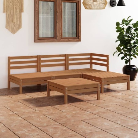 vidaXL Juego muebles de jardín 5 pzas madera maciza pino marrón miel