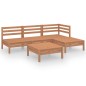 vidaXL Juego muebles de jardín 5 pzas madera maciza pino marrón miel vidaXL Juego muebles de jardín 5 pzas madera maciza pino marrón miel