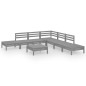 vidaXL Juego de muebles de jardín 8 piezas madera maciza de pino gris