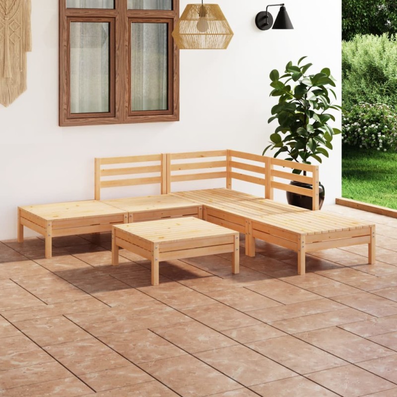 vidaXL Juego de muebles de jardín 6 piezas madera maciza pino vidaXL Juego de muebles de jardín 6 piezas madera maciza pino