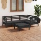 vidaXL Juego de muebles de jardín 5 pzas madera de pino maciza negro vidaXL Juego de muebles de jardín 5 pzas madera de pino maciza negro