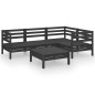 vidaXL Juego de muebles de jardín 5 pzas madera de pino maciza negro vidaXL Juego de muebles de jardín 5 pzas madera de pino maciza negro