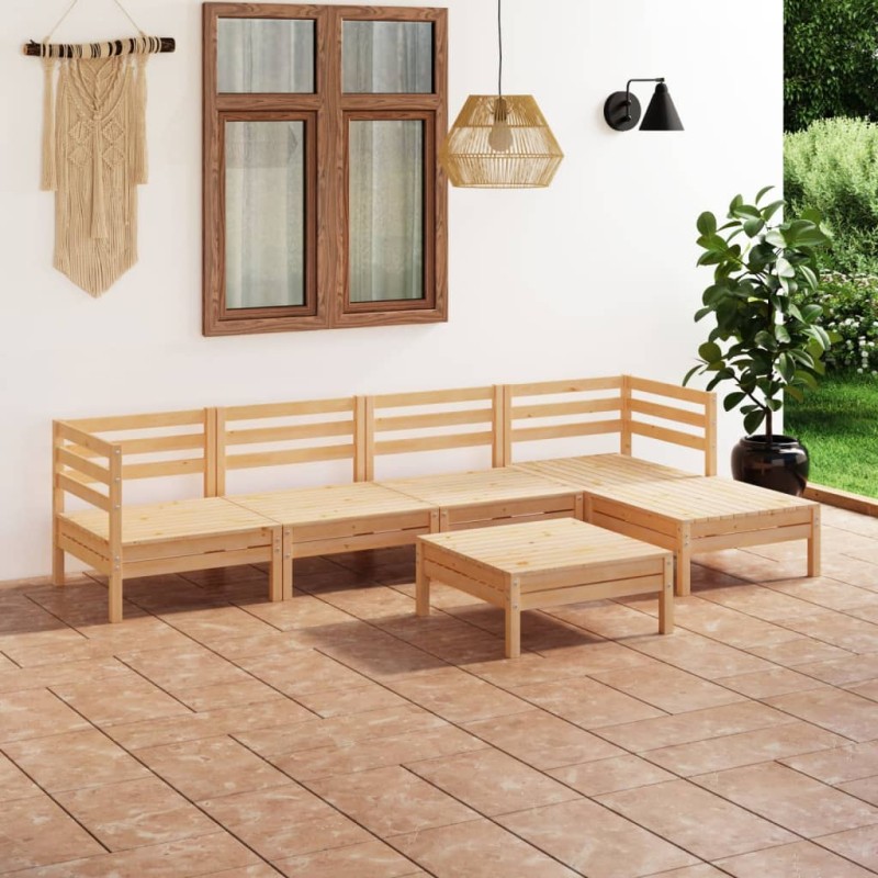 vidaXL Juego de muebles de jardín 6 piezas madera pino maciza gris vidaXL Juego de muebles de jardín 6 piezas madera pino maciza gris