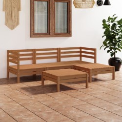vidaXL Juego muebles de jardín 5 pzas madera maciza pino marrón miel
