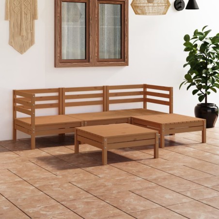 vidaXL Juego muebles de jardín 5 pzas madera maciza pino marrón miel
