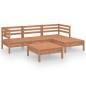 vidaXL Juego muebles de jardín 5 pzas madera maciza pino marrón miel vidaXL Juego muebles de jardín 5 pzas madera maciza pino marrón miel