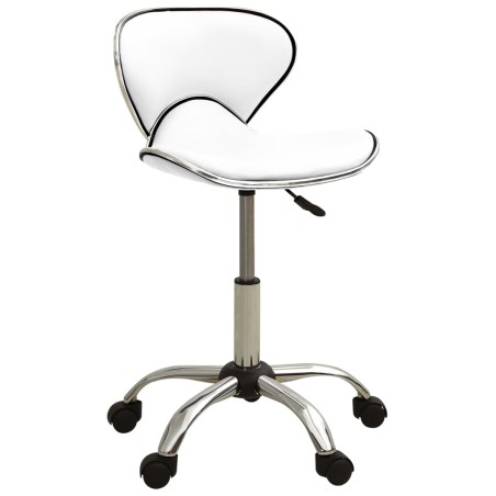 vidaXL Taburete de salón de belleza de cuero sintético blanco