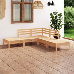 vidaXL Juego de muebles de jardín 5 piezas madera maciza pino
