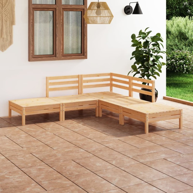 vidaXL Juego de muebles de jardín 5 piezas madera maciza pino vidaXL Juego de muebles de jardín 5 piezas madera maciza pino