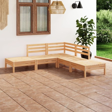 vidaXL Juego de muebles de jardín 5 piezas madera maciza pino