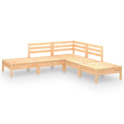 vidaXL Juego de muebles de jardín 5 piezas madera maciza pino