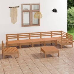 vidaXL Juego muebles de jardín 8 pzas madera pino maciza marrón miel